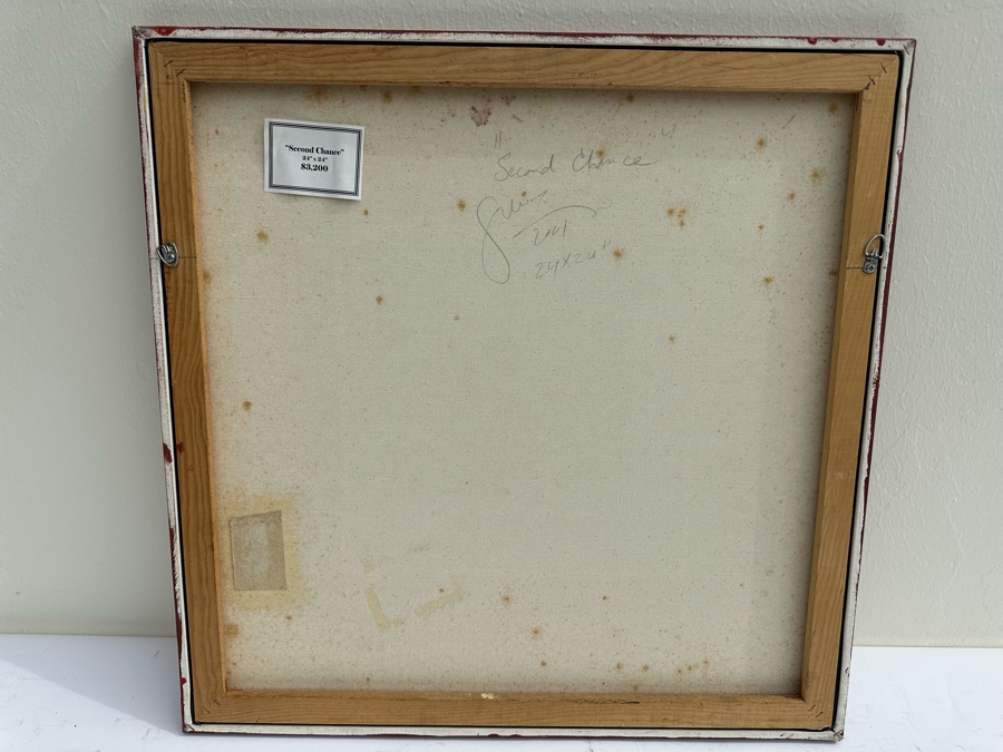 Gerrit Greve (1948-2024, Cardiff by the Sea, CA) Original Mixed Media Icon Series Acrylic Painting On Canvas Titled 'Second Chance' 2001 Signed Verso 24' X 24' Retails $3,200 Estimate $1,000-$2,000 [Photo 8]