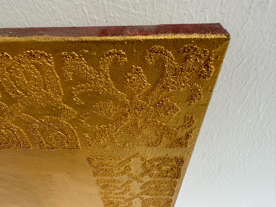 Gerrit Greve (1948-2024, Cardiff by the Sea, CA) Original Mixed Media Icon Series Acrylic Painting On Canvas Titled 'The Promise' 2001 Signed Verso 24' X 24' Estimate $1,000-$2,000 [Photo 7]