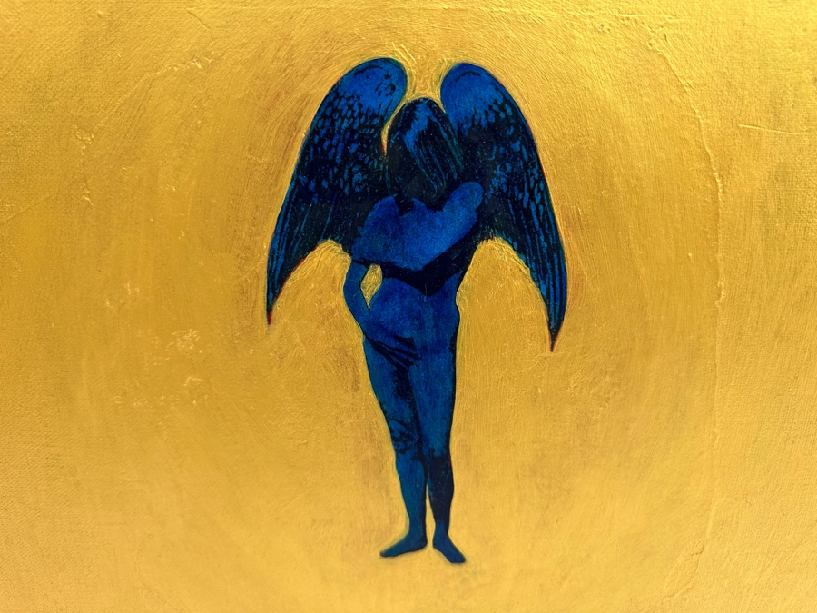 Gerrit Greve (1948-2024, Cardiff by the Sea, CA) Original Mixed Media Icon Series Acrylic Painting On Canvas Titled 'The Promise' 2001 Signed Verso 24' X 24' Estimate $1,000-$2,000 [Photo 6]