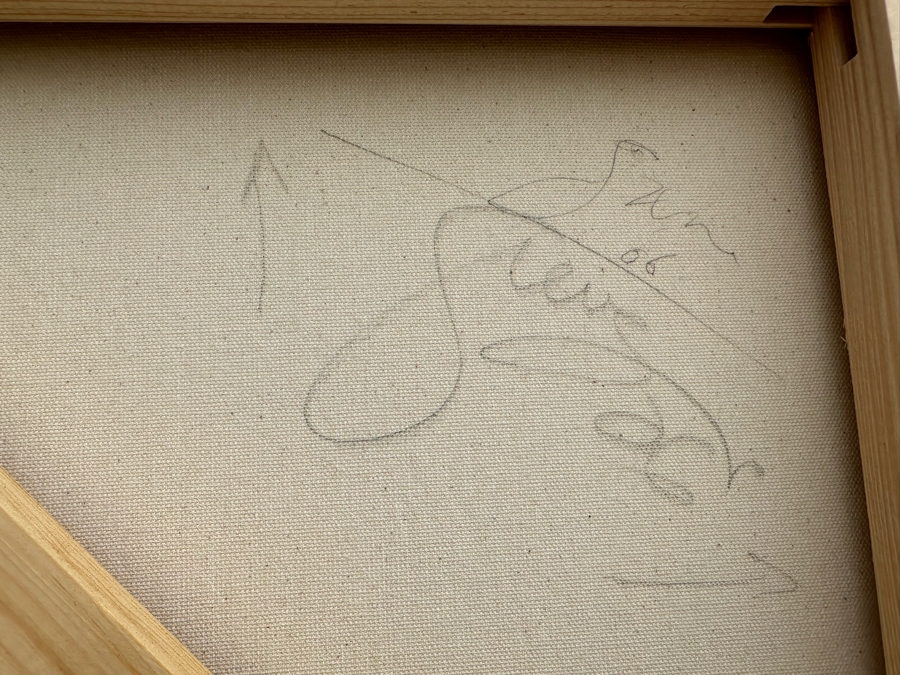 Gerrit Greve (1948-2024, Cardiff by the Sea, CA) Original Mixed Media Sand Acrylic Painting On Canvas Titled 'Rain On The River' 2006 Signed Verso 3' X 5' Estimate $1,500-$3,000 [Photo 9]