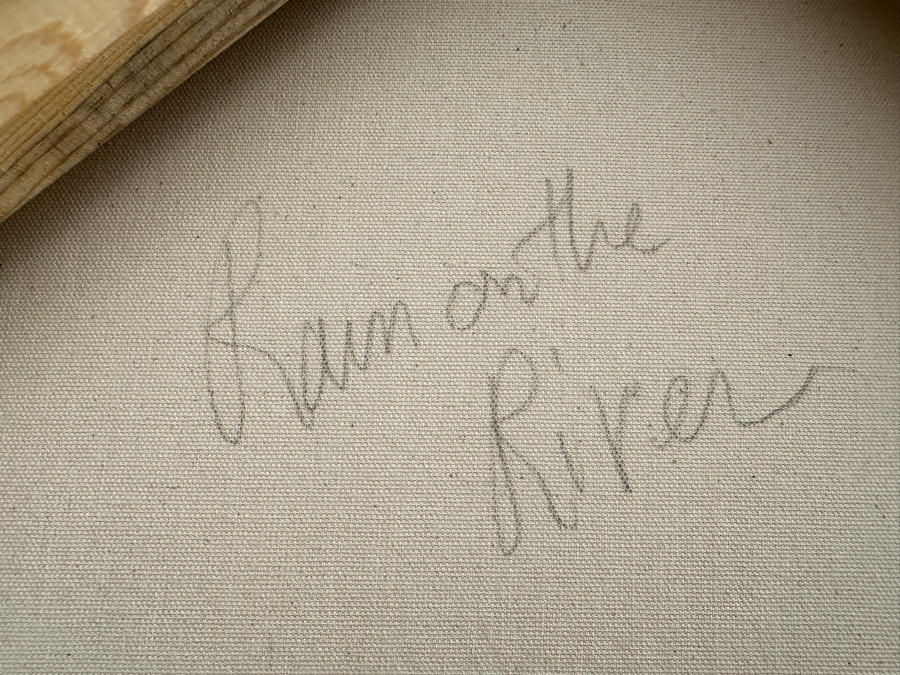 Gerrit Greve (1948-2024, Cardiff by the Sea, CA) Original Mixed Media Sand Acrylic Painting On Canvas Titled 'Rain On The River' 2006 Signed Verso 3' X 5' Estimate $1,500-$3,000 [Photo 11]