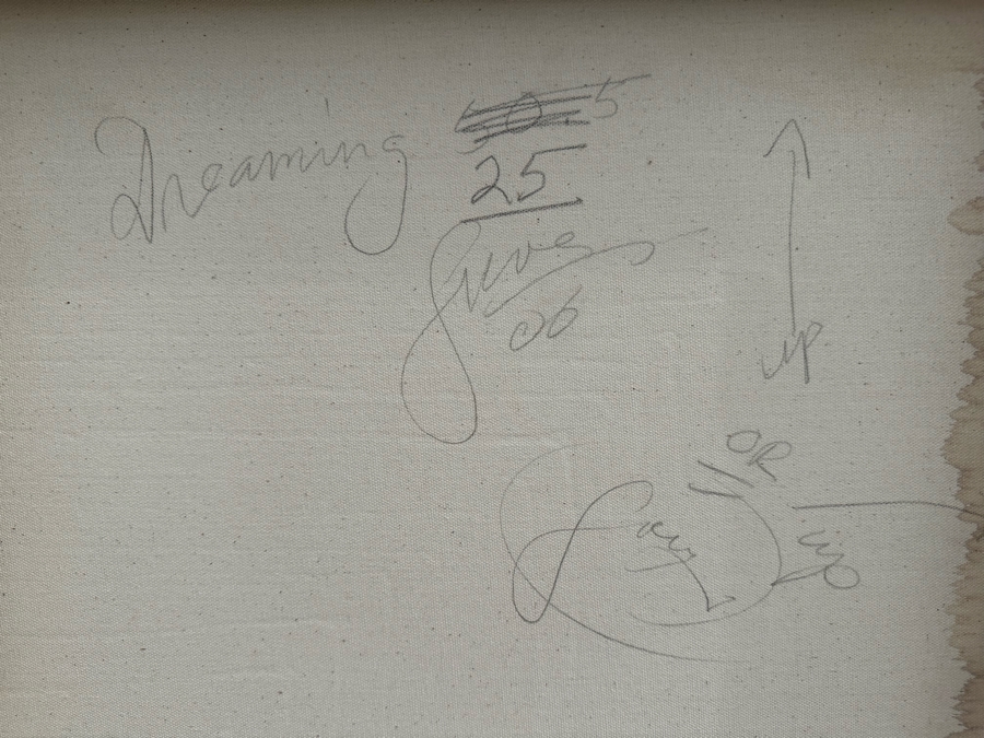 Gerrit Greve (1948-2024, Cardiff by the Sea, CA) Original Mixed Media Sand Acrylic Painting On Canvas Titled 'Rain On The River' 2006 Signed Verso 5' X 40' Estimate $1,500-$3,000 [Photo 7]