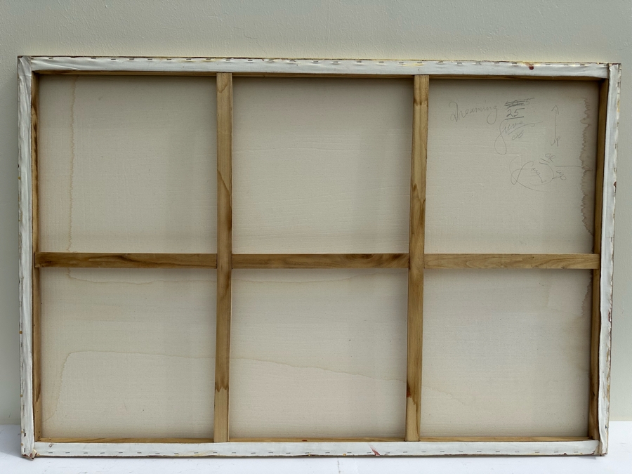 Gerrit Greve (1948-2024, Cardiff by the Sea, CA) Original Mixed Media Sand Acrylic Painting On Canvas Titled 'Rain On The River' 2006 Signed Verso 5' X 40' Estimate $1,500-$3,000 [Photo 6]