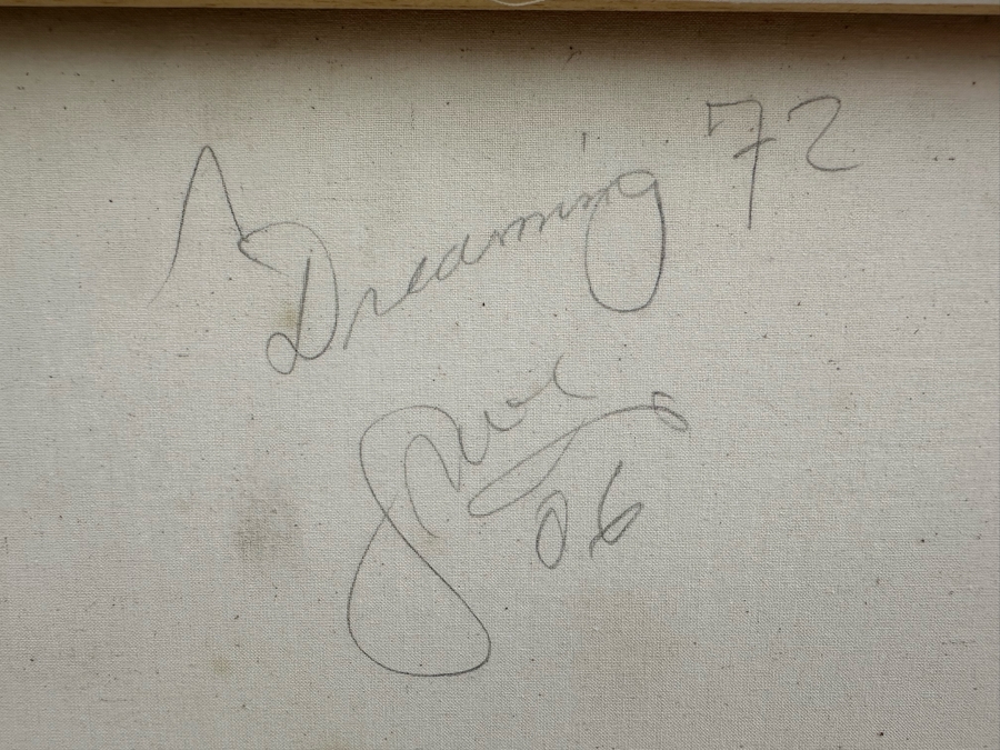 Gerrit Greve (1948-2024, Cardiff by the Sea, CA) Original Mixed Media Sand Acrylic Painting On Canvas Titled 'Dreaming 72' 2006 Signed Verso 24' X 36' Estimate $1,000-$2,000 [Photo 7]