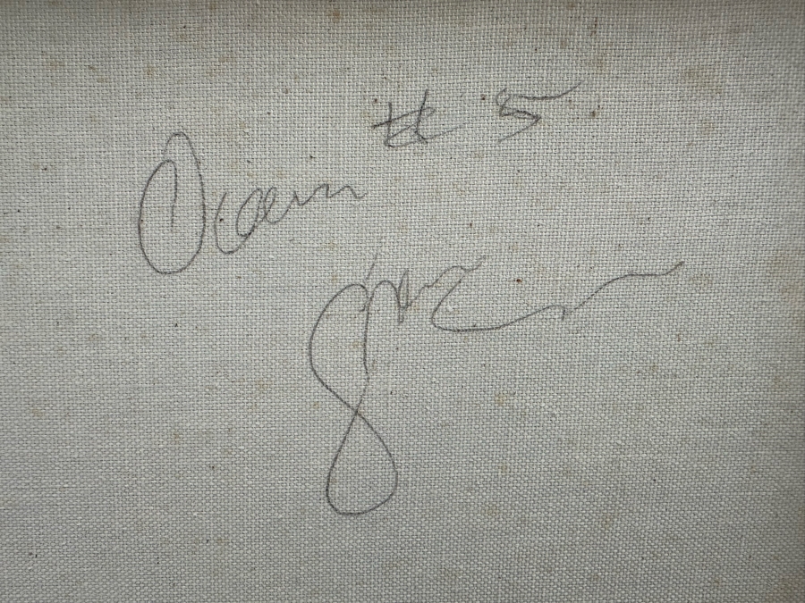 Gerrit Greve (1948-2024, Cardiff by the Sea, CA) Original Abstract Ocean Waves Acrylic Painting On Canvas Titled 'Ocean #5' Signed Verso 40' X 30' Estimate $1,000-$2,000 (Updated Size) [Photo 9]