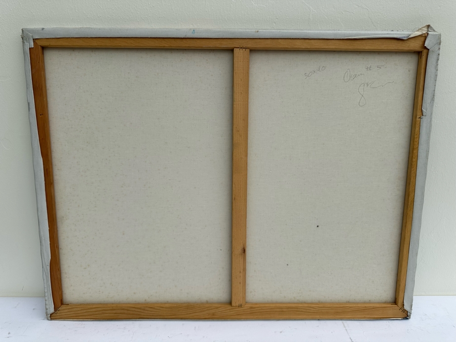 Gerrit Greve (1948-2024, Cardiff by the Sea, CA) Original Abstract Ocean Waves Acrylic Painting On Canvas Titled 'Ocean #5' Signed Verso 40' X 30' Estimate $1,000-$2,000 (Updated Size) [Photo 7]