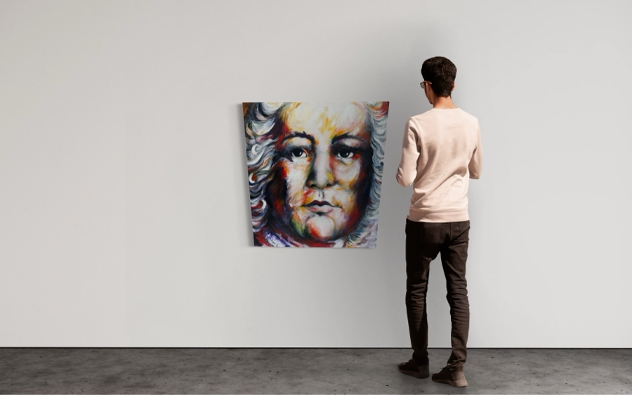 Gerrit Greve (1948-2024, Cardiff by the Sea, CA) Original Abstract Composer Series Ludwig Van Beethoven Acrylic Painting On Canvas 2016 Signed Verso 36' X 36' Estimate $1,000-$2,000 [Photo 2]