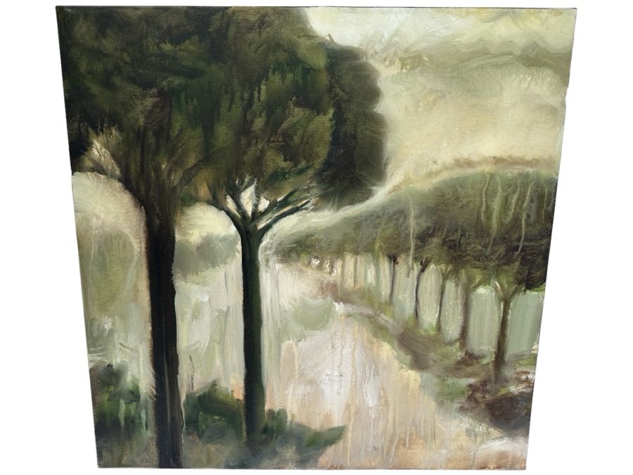 Gerrit Greve (1948-2024, Cardiff by the Sea, CA) Original Abstract Plein Air Landscape Trees Acrylic Painting On Canvas 2004 Signed Verso 36' X 36' Estimate $1,000-$2,000