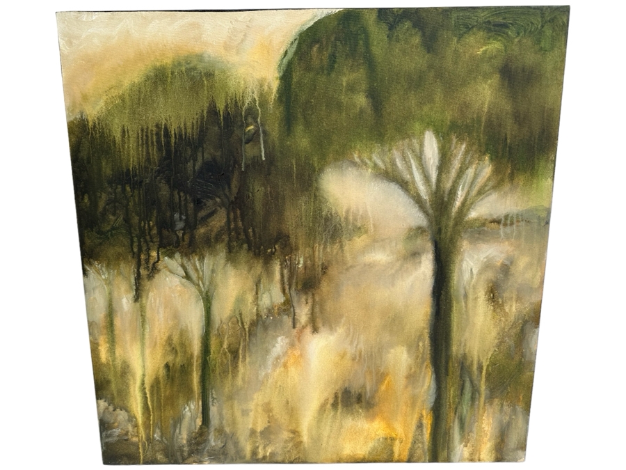 Gerrit Greve (1948-2024, Cardiff by the Sea, CA) Original Abstract Plein Air Landscape Trees Acrylic Painting On Canvas 2004 Signed Verso 36' X 36' Estimate $1,000-$2,000 [Photo 1]