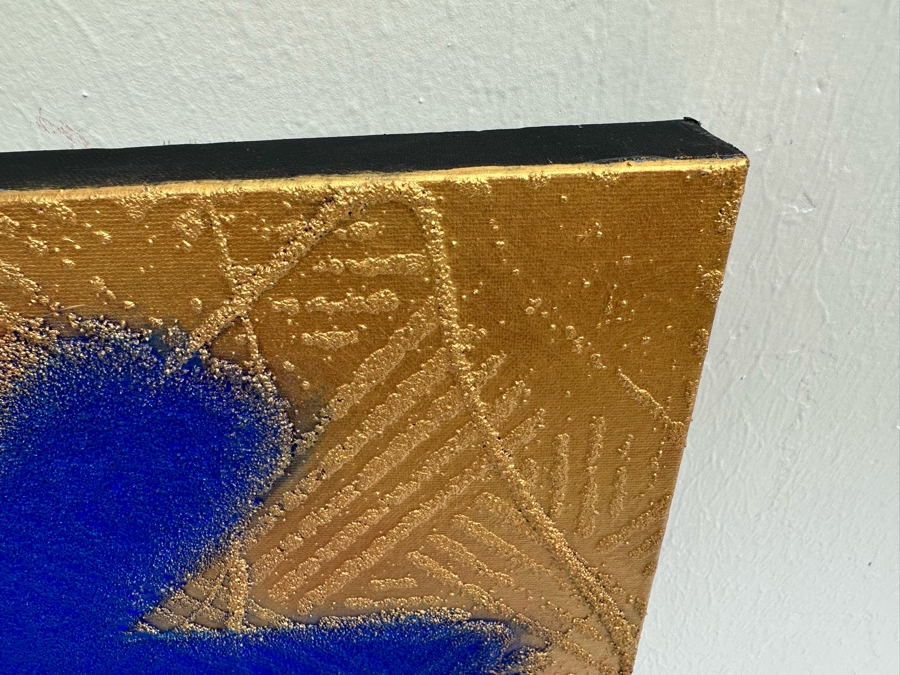 Gerrit Greve (1948-2024, Cardiff by the Sea, CA) Original Abstract Mixed Media Calligraphy Sand Acrylic Painting On Canvas Titled 'Altar' 2001 Signed Verso 36' X 36' Estimate $1,000-$2,000 [Photo 8]