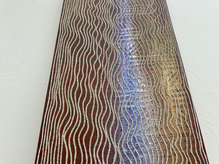 Gerrit Greve (1948-2024, Cardiff by the Sea, CA) Original Mixed Media Sand Acrylic Painting On Canvas 2007 Signed Verso 12' X 48' Estimate $1,000-$2,000 [Photo 6]