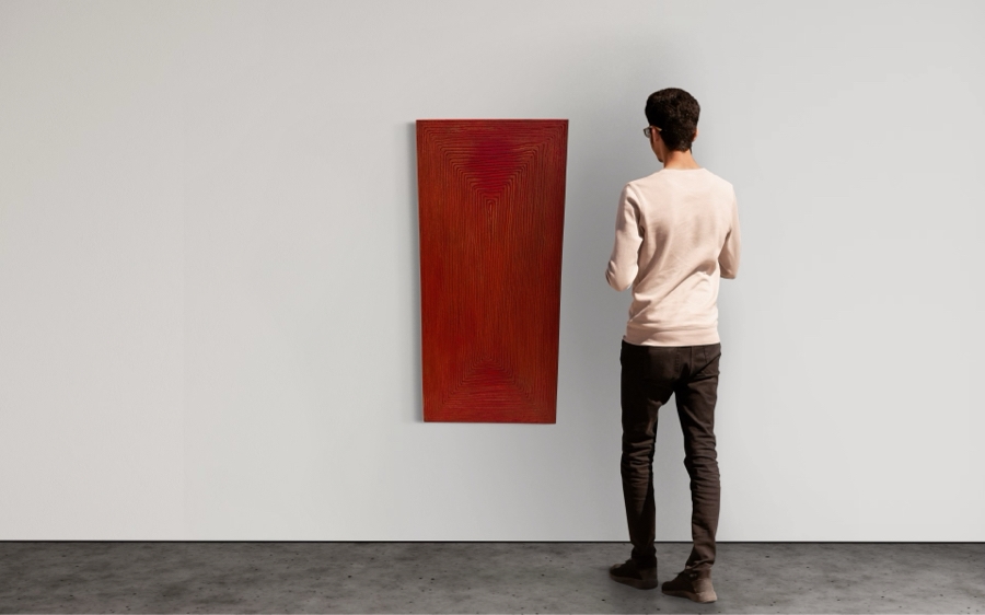 Gerrit Greve (1948-2024, Cardiff by the Sea, CA) Original Abstract Mixed Media Sand Acrylic Painting On Canvas 2006 Signed Verso 12' X 48' Estimate $1,000-$2,000 [Photo 2]