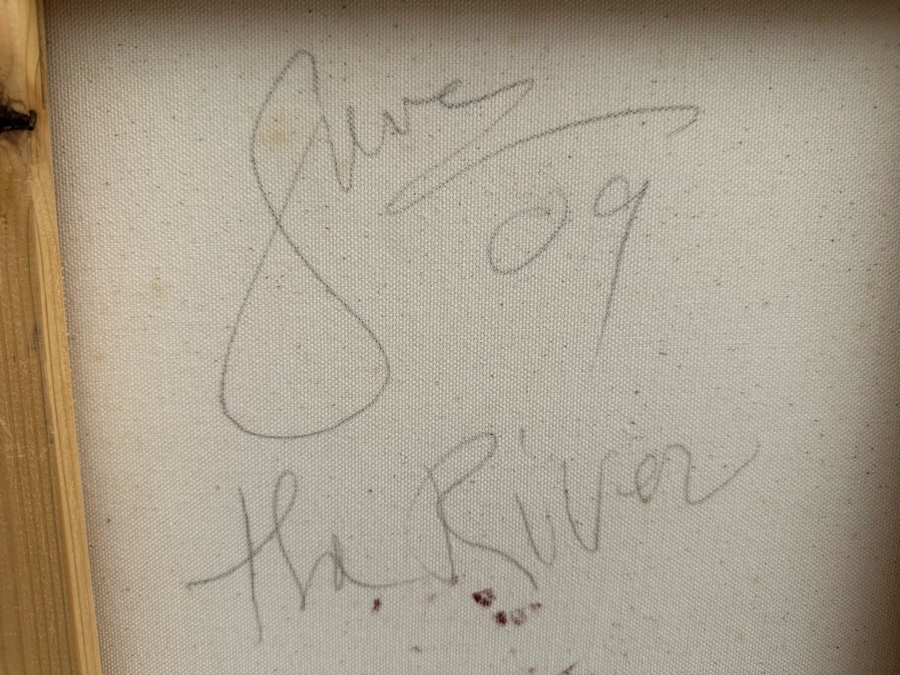 Gerrit Greve (1948-2024, Cardiff by the Sea, CA) Original Abstract Acrylic Painting On Canvas Titled 'The River' 2009 Signed Verso 12' X 36' Estimate $1,000-$2,000 [Photo 9]