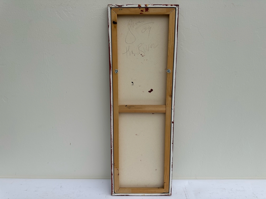 Gerrit Greve (1948-2024, Cardiff by the Sea, CA) Original Abstract Acrylic Painting On Canvas Titled 'The River' 2009 Signed Verso 12' X 36' Estimate $1,000-$2,000 [Photo 8]