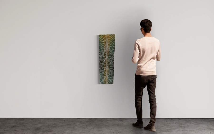 Gerrit Greve (1948-2024, Cardiff by the Sea, CA) Original Abstract Acrylic Painting On Canvas Titled 'The River' 2009 Signed Verso 12' X 36' Estimate $1,000-$2,000 [Photo 2]