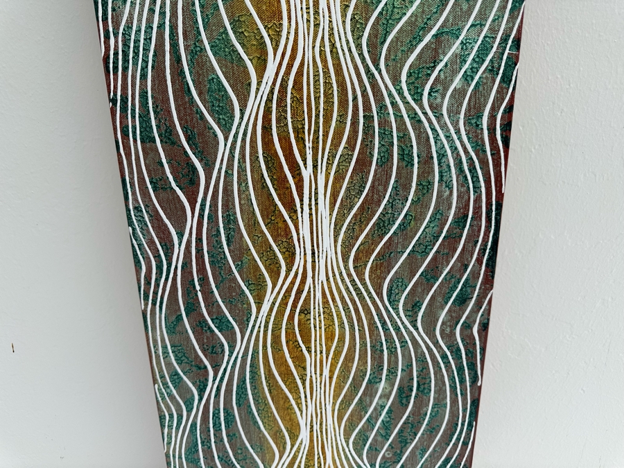 Gerrit Greve (1948-2024, Cardiff by the Sea, CA) Original Abstract Acrylic Painting On Canvas Titled 'The River' 2009 Signed Verso 12' X 36' Estimate $1,000-$2,000 [Photo 5]