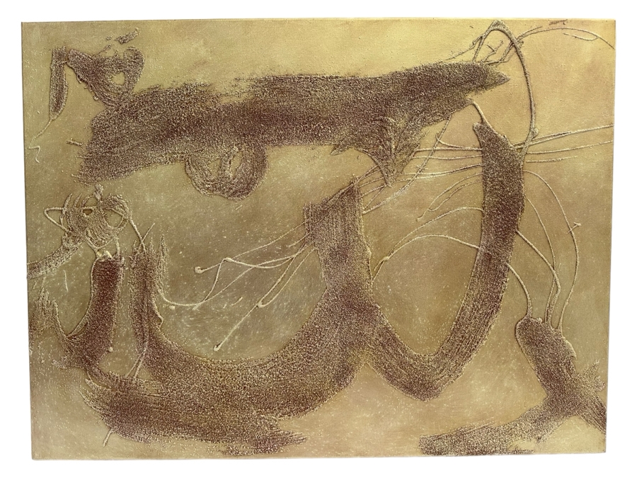 Gerrit Greve (1948-2024, Cardiff by the Sea, CA) Original Abstract Mixed Media Sand Acrylic Painting On Canvas Titled 'God 3' 2005 Signed Verso 40' X 30' Estimate $1,000-$2,000 [Photo 1]