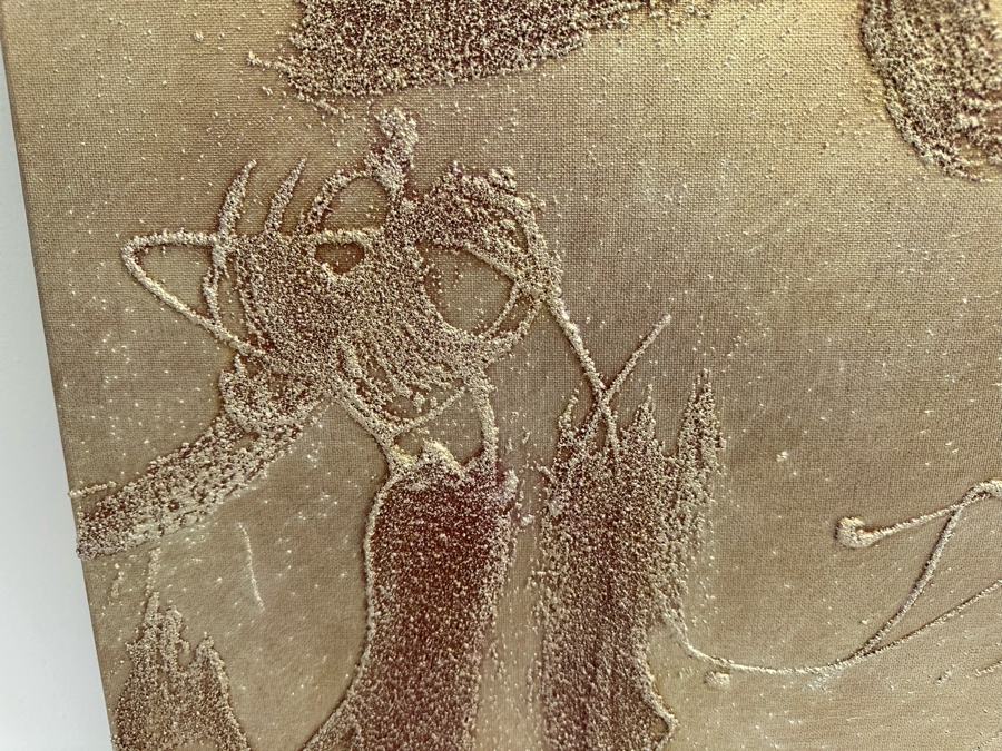 Gerrit Greve (1948-2024, Cardiff by the Sea, CA) Original Abstract Mixed Media Sand Acrylic Painting On Canvas Titled 'God 3' 2005 Signed Verso 40' X 30' Estimate $1,000-$2,000 [Photo 3]