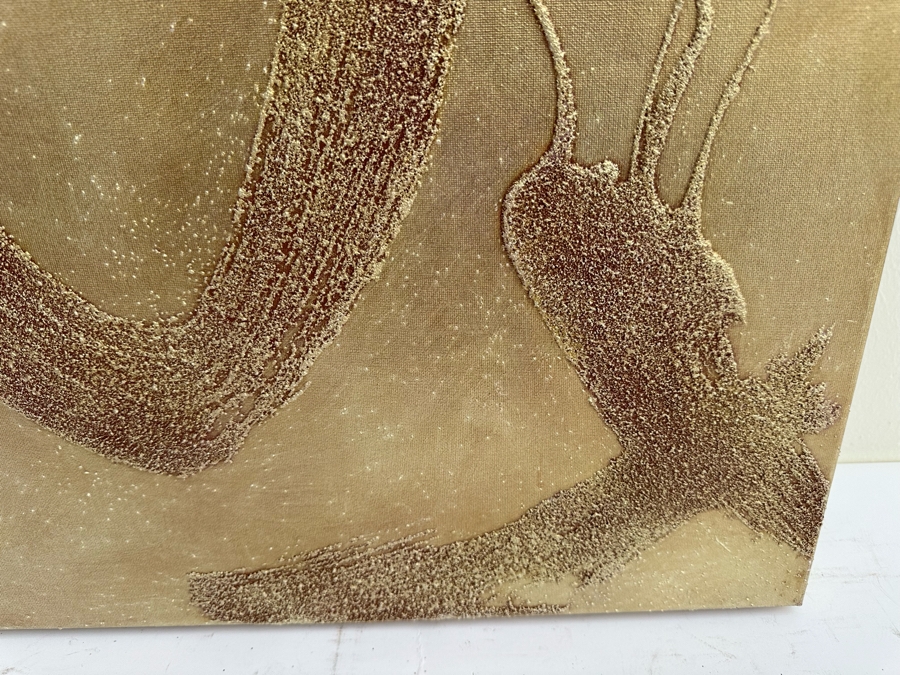 Gerrit Greve (1948-2024, Cardiff by the Sea, CA) Original Abstract Mixed Media Sand Acrylic Painting On Canvas Titled 'God 3' 2005 Signed Verso 40' X 30' Estimate $1,000-$2,000 [Photo 5]