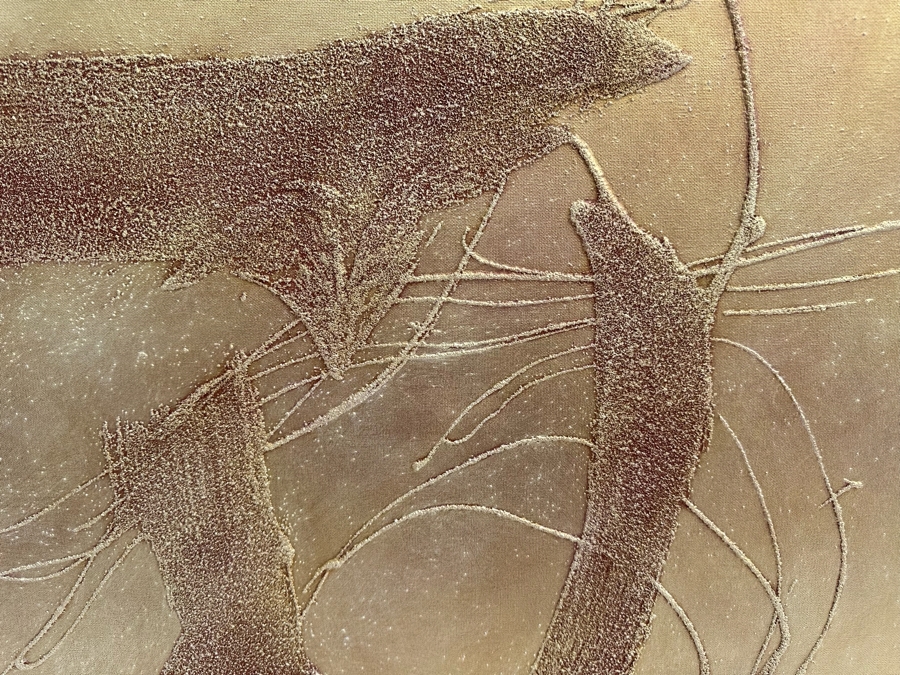 Gerrit Greve (1948-2024, Cardiff by the Sea, CA) Original Abstract Mixed Media Sand Acrylic Painting On Canvas Titled 'God 3' 2005 Signed Verso 40' X 30' Estimate $1,000-$2,000 [Photo 4]