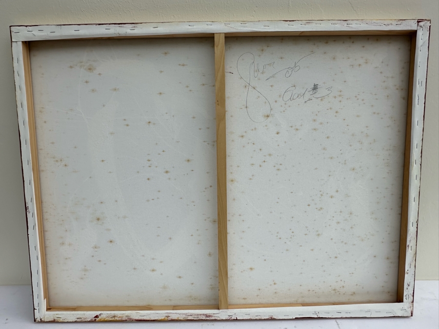 Gerrit Greve (1948-2024, Cardiff by the Sea, CA) Original Abstract Mixed Media Sand Acrylic Painting On Canvas Titled 'God 3' 2005 Signed Verso 40' X 30' Estimate $1,000-$2,000 [Photo 8]