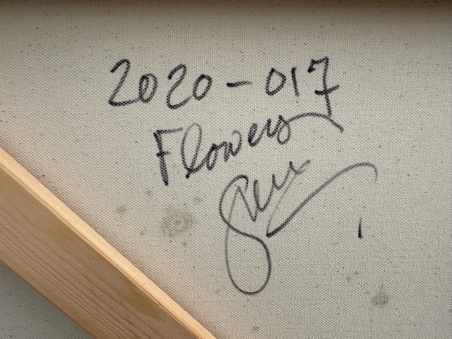 Gerrit Greve (1948-2024, Cardiff by the Sea, CA) Original Abstract Flowers Acrylic Painting On Canvas 2020 Signed Verso 36' X 36' Estimate $1,000-$2,000 [Photo 7]