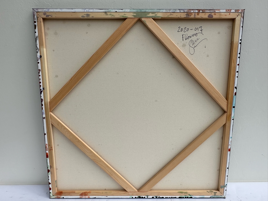 Gerrit Greve (1948-2024, Cardiff by the Sea, CA) Original Abstract Flowers Acrylic Painting On Canvas 2020 Signed Verso 36' X 36' Estimate $1,000-$2,000 [Photo 6]