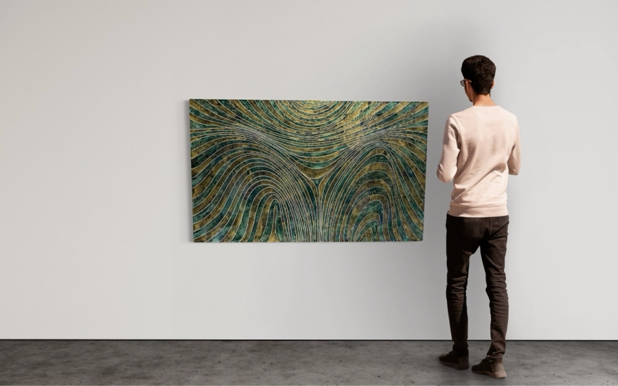 Gerrit Greve (1948-2024, Cardiff by the Sea, CA) Original Abstract Mixed Media Acrylic Painting On Canvas 2009 Signed Verso 5' X 3' Estimate $1,500-$3,000 [Photo 1]