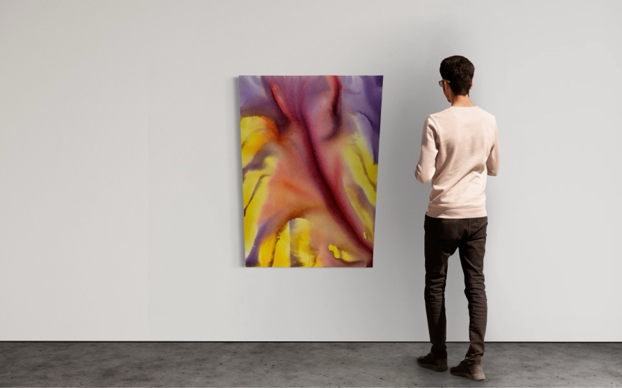Gerrit Greve (1948-2024, Cardiff by the Sea, CA) Original Abstract Flowers Acrylic Painting On Canvas 2020 Signed Verso 3' X 4' Estimate $1,500-$3,000 [Photo 1]