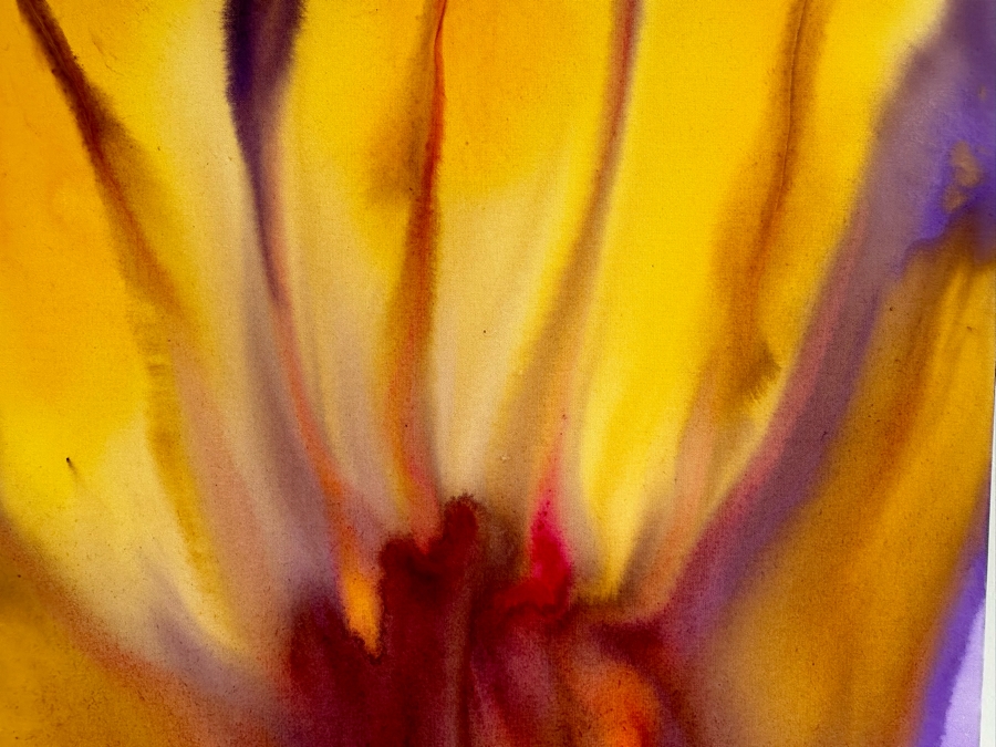Gerrit Greve (1948-2024, Cardiff by the Sea, CA) Original Abstract Flowers Acrylic Painting On Canvas 2020 Signed Verso 3' X 4' Estimate $1,500-$3,000 [Photo 4]