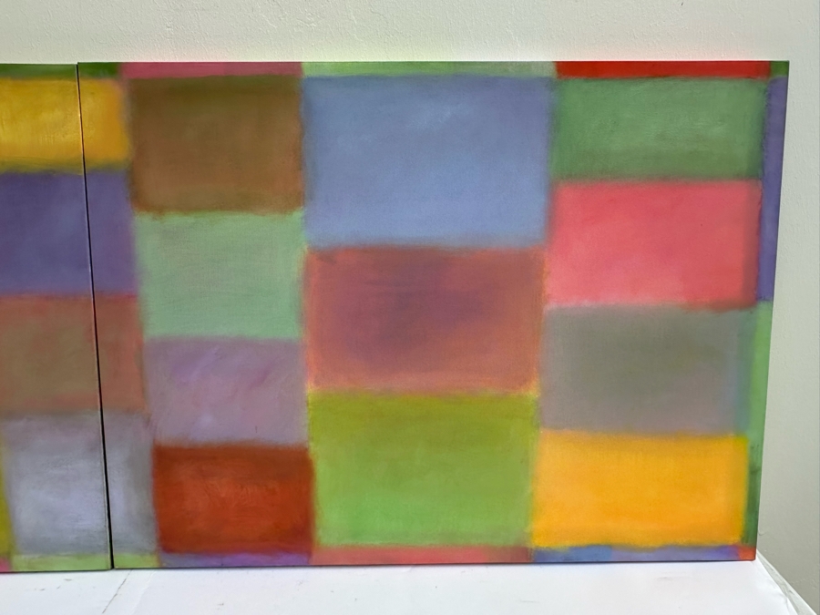 Gerrit Greve (1948-2024, Cardiff by the Sea, CA) Original Abstract Diptych Acrylic Painting On Canvas 2003 Signed Verso 8' X 4' Estimate $1,500-$3,000 [Photo 3]