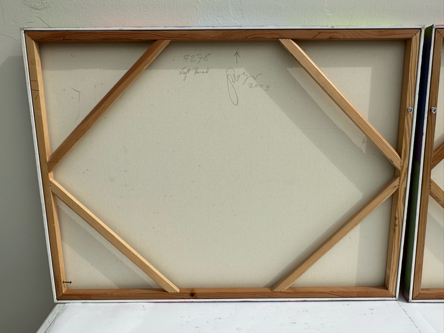 Gerrit Greve (1948-2024, Cardiff by the Sea, CA) Original Abstract Diptych Acrylic Painting On Canvas 2003 Signed Verso 8' X 4' Estimate $1,500-$3,000 [Photo 9]