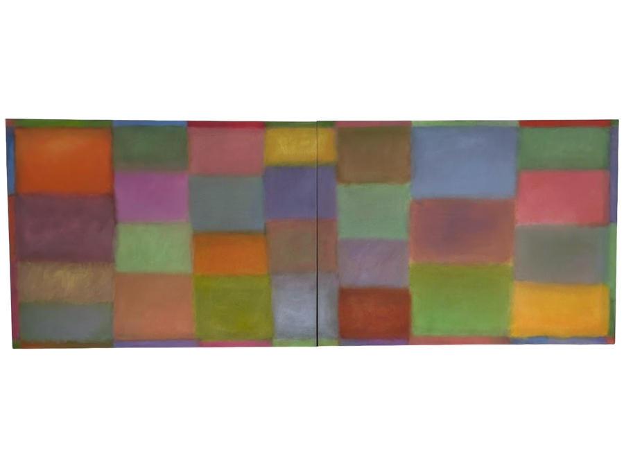 Gerrit Greve (1948-2024, Cardiff by the Sea, CA) Original Abstract Diptych Acrylic Painting On Canvas 2003 Signed Verso 8' X 4' Estimate $1,500-$3,000 [Photo 2]