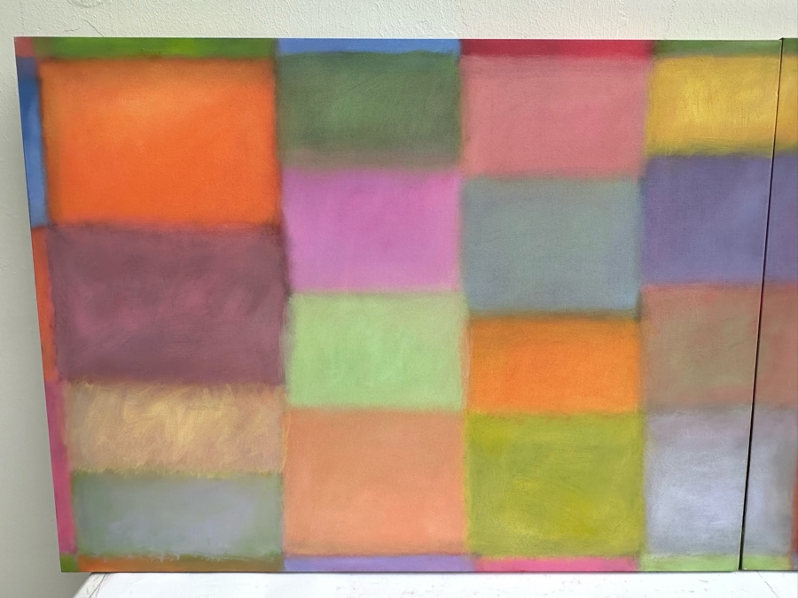 Gerrit Greve (1948-2024, Cardiff by the Sea, CA) Original Abstract Diptych Acrylic Painting On Canvas 2003 Signed Verso 8' X 4' Estimate $1,500-$3,000 [Photo 4]