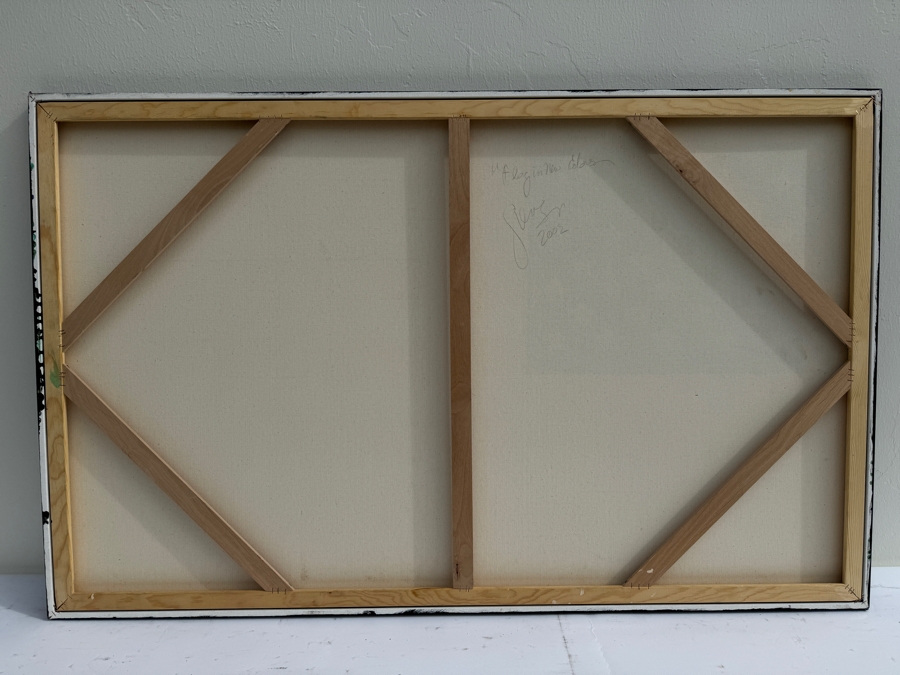 Gerrit Greve (1948-2024, Cardiff by the Sea, CA) Original Mixed Media Textured United States Flag Acrylic Painting On Canvas Titled 'Flag In New Colors' 2002 Signed Verso 4' X 30' Estimate $1,500-$3,000 [Photo 6]