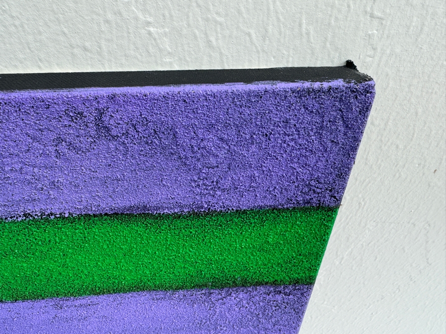 Gerrit Greve (1948-2024, Cardiff by the Sea, CA) Original Mixed Media Textured United States Flag Acrylic Painting On Canvas Titled 'Flag In New Colors' 2002 Signed Verso 4' X 30' Estimate $1,500-$3,000 [Photo 5]