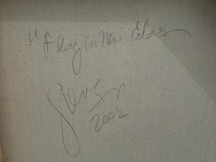 Gerrit Greve (1948-2024, Cardiff by the Sea, CA) Original Mixed Media Textured United States Flag Acrylic Painting On Canvas Titled 'Flag In New Colors' 2002 Signed Verso 4' X 30' Estimate $1,500-$3,000 [Photo 7]