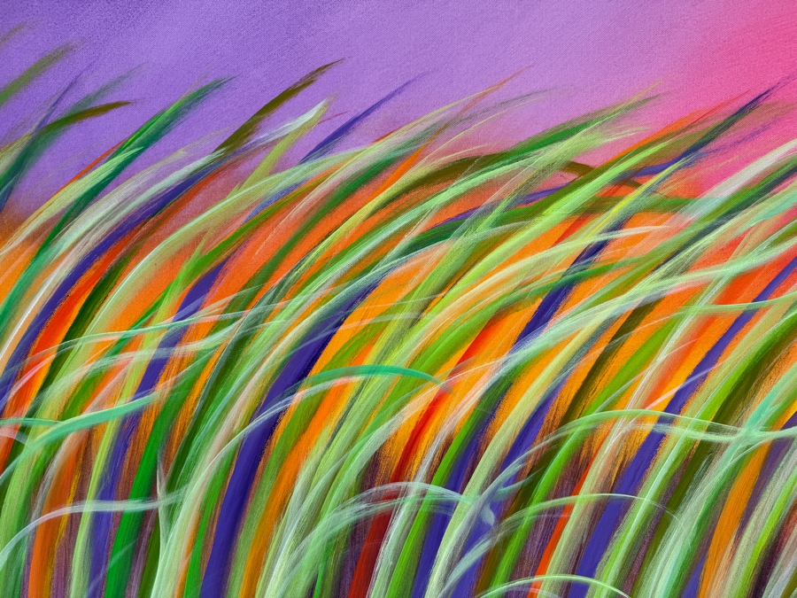 Gerrit Greve (1948-2024, Cardiff by the Sea, CA) Original Colorful Ocean Reeds Acrylic Painting On Canvas 2022 Signed Verso 7' X 3' Estimate $1,000-$2,000 [Photo 5]