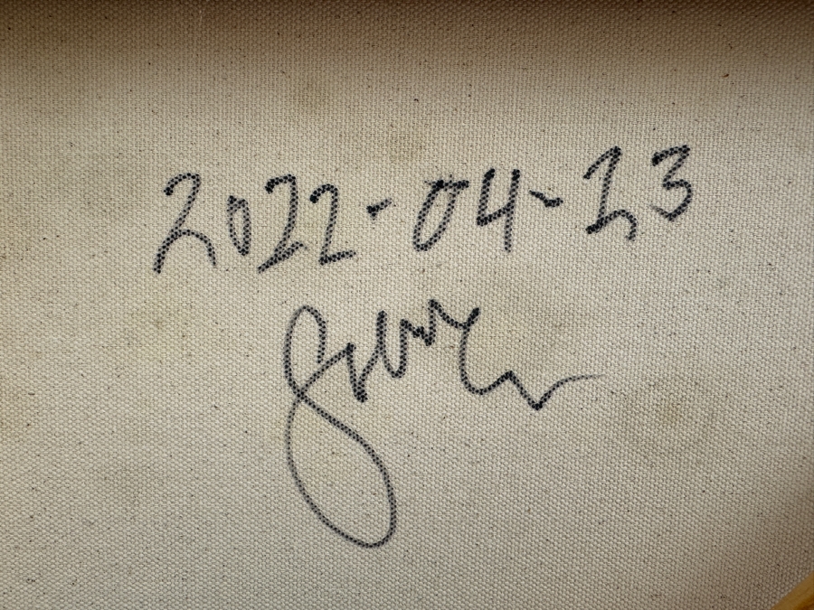 Gerrit Greve (1948-2024, Cardiff by the Sea, CA) Original Colorful Ocean Reeds Acrylic Painting On Canvas 2022 Signed Verso 7' X 3' Estimate $1,000-$2,000 [Photo 11]