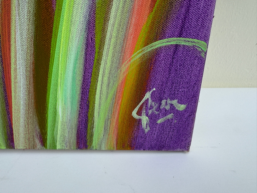 Gerrit Greve (1948-2024, Cardiff by the Sea, CA) Original Colorful Ocean Reeds Acrylic Painting On Canvas 2022 Signed Verso 7' X 3' Estimate $1,000-$2,000 [Photo 3]