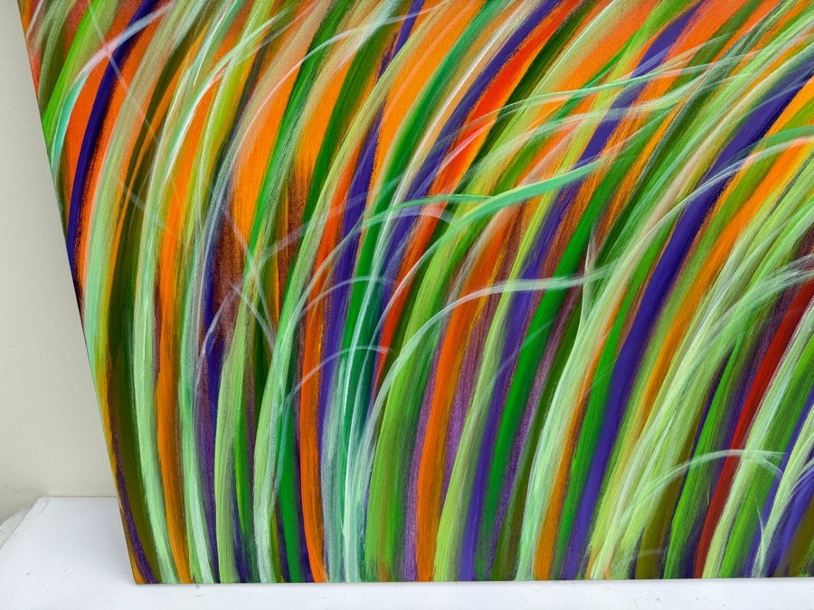 Gerrit Greve (1948-2024, Cardiff by the Sea, CA) Original Colorful Ocean Reeds Acrylic Painting On Canvas 2022 Signed Verso 7' X 3' Estimate $1,000-$2,000 [Photo 7]
