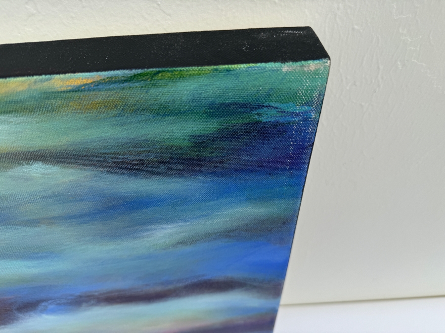 Gerrit Greve (1948-2024, Cardiff by the Sea, CA) Original Abstract Ocean Waves Acrylic Painting On Canvas Titled 'Sfumato Surf' 2019 Signed Verso 4' X 2' Estimate $1,000-$2,000 [Photo 6]