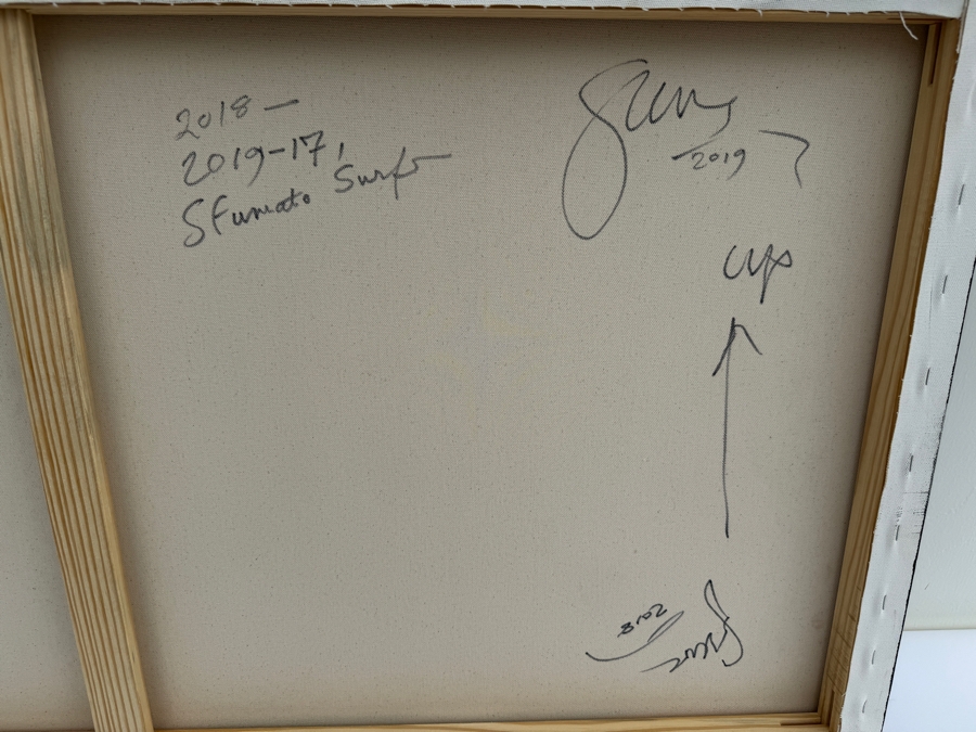 Gerrit Greve (1948-2024, Cardiff by the Sea, CA) Original Abstract Ocean Waves Acrylic Painting On Canvas Titled 'Sfumato Surf' 2019 Signed Verso 4' X 2' Estimate $1,000-$2,000 [Photo 8]