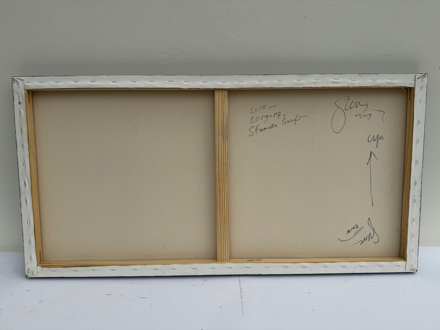 Gerrit Greve (1948-2024, Cardiff by the Sea, CA) Original Abstract Ocean Waves Acrylic Painting On Canvas Titled 'Sfumato Surf' 2019 Signed Verso 4' X 2' Estimate $1,000-$2,000 [Photo 7]