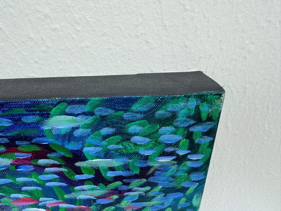 Gerrit Greve (1948-2024, Cardiff by the Sea, CA) Original Abstract Acrylic Acrylic Painting On Canvas Titled 'Double Ripple Ode' 2000 Signed Verso 4' X 2' Retails $8,000 Estimate $1,000-$2,000 [Photo 7]