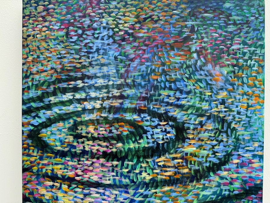 Gerrit Greve (1948-2024, Cardiff by the Sea, CA) Original Abstract Acrylic Acrylic Painting On Canvas Titled 'Double Ripple Ode' 2000 Signed Verso 4' X 2' Retails $8,000 Estimate $1,000-$2,000 [Photo 5]