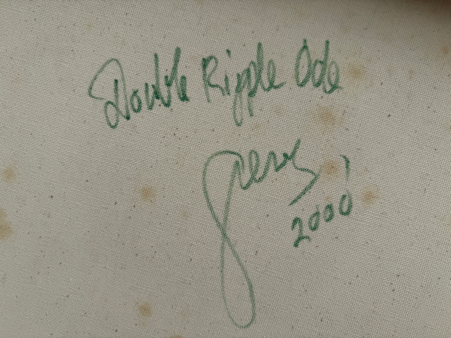 Gerrit Greve (1948-2024, Cardiff by the Sea, CA) Original Abstract Acrylic Acrylic Painting On Canvas Titled 'Double Ripple Ode' 2000 Signed Verso 4' X 2' Retails $8,000 Estimate $1,000-$2,000 [Photo 9]