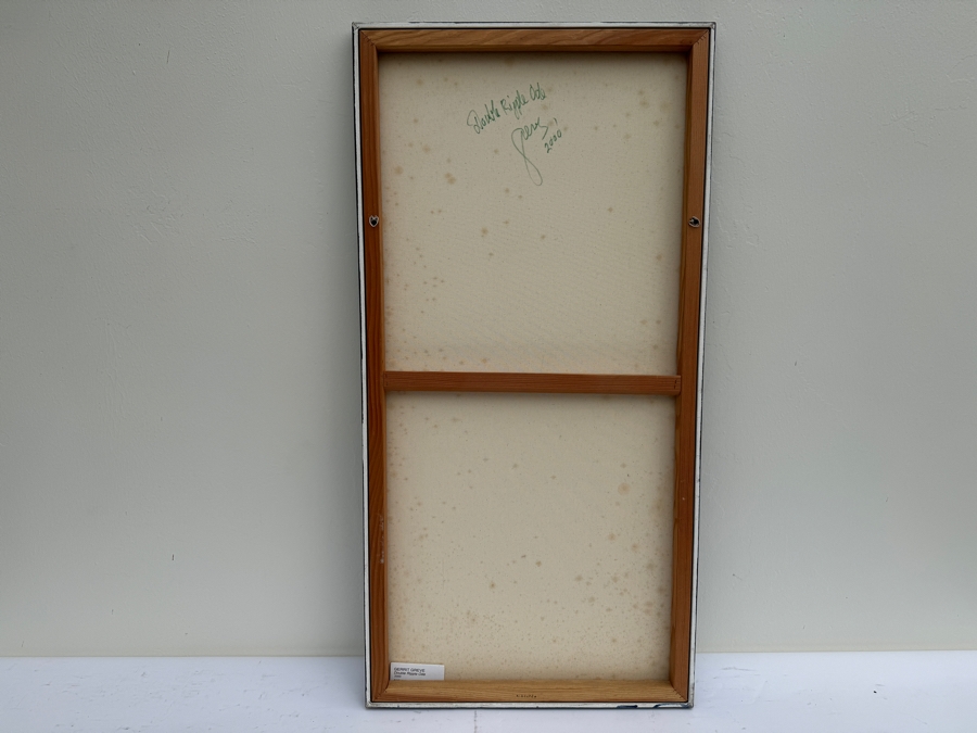 Gerrit Greve (1948-2024, Cardiff by the Sea, CA) Original Abstract Acrylic Acrylic Painting On Canvas Titled 'Double Ripple Ode' 2000 Signed Verso 4' X 2' Retails $8,000 Estimate $1,000-$2,000 [Photo 8]