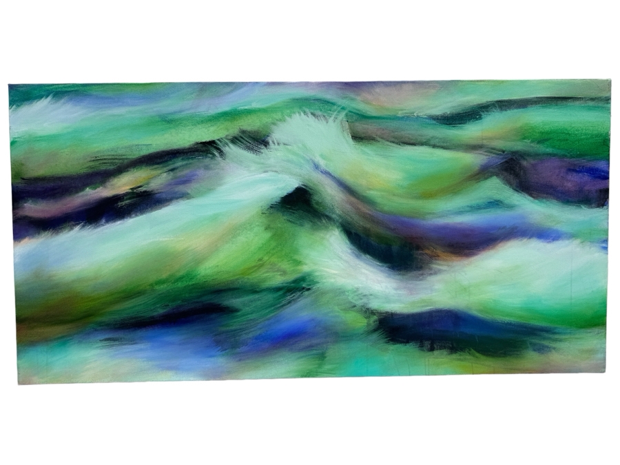 Gerrit Greve (1948-2024, Cardiff by the Sea, CA) Original Abstract Ocean Waves Acrylic Painting On Canvas Titled 'Angel Ocean' 2015 Signed Verso 4' X 2' Estimate $1,000-$2,000 [Photo 1]