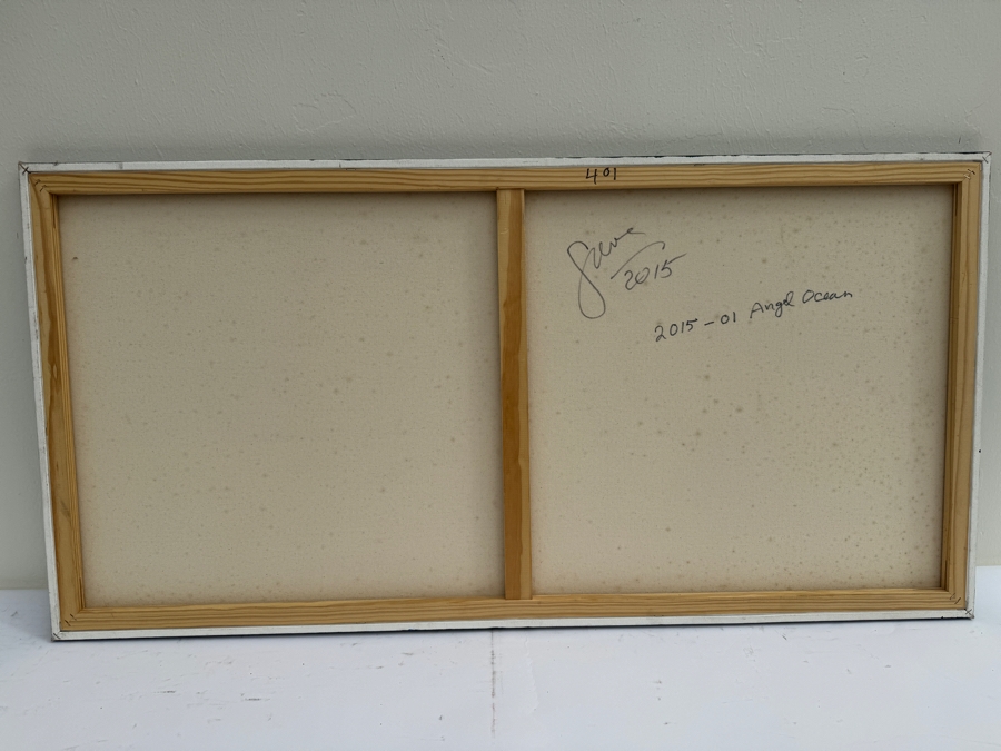 Gerrit Greve (1948-2024, Cardiff by the Sea, CA) Original Abstract Ocean Waves Acrylic Painting On Canvas Titled 'Angel Ocean' 2015 Signed Verso 4' X 2' Estimate $1,000-$2,000 [Photo 7]